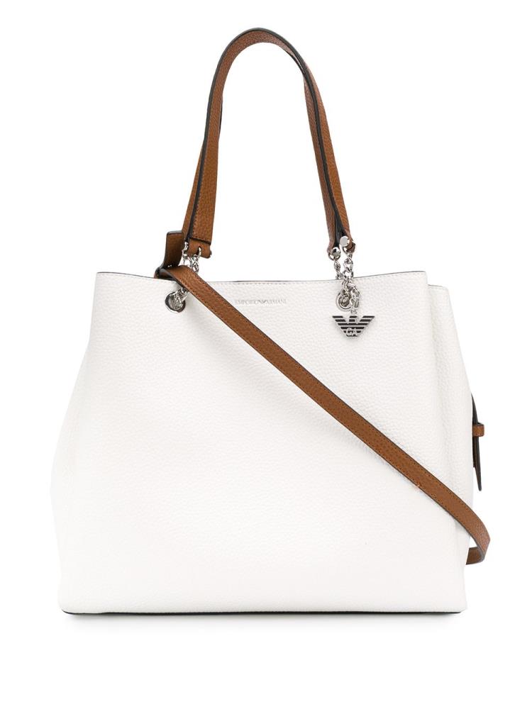 White Women\'s Armani Emporio Large Logo Charm Tote Bags | SI4ABPX