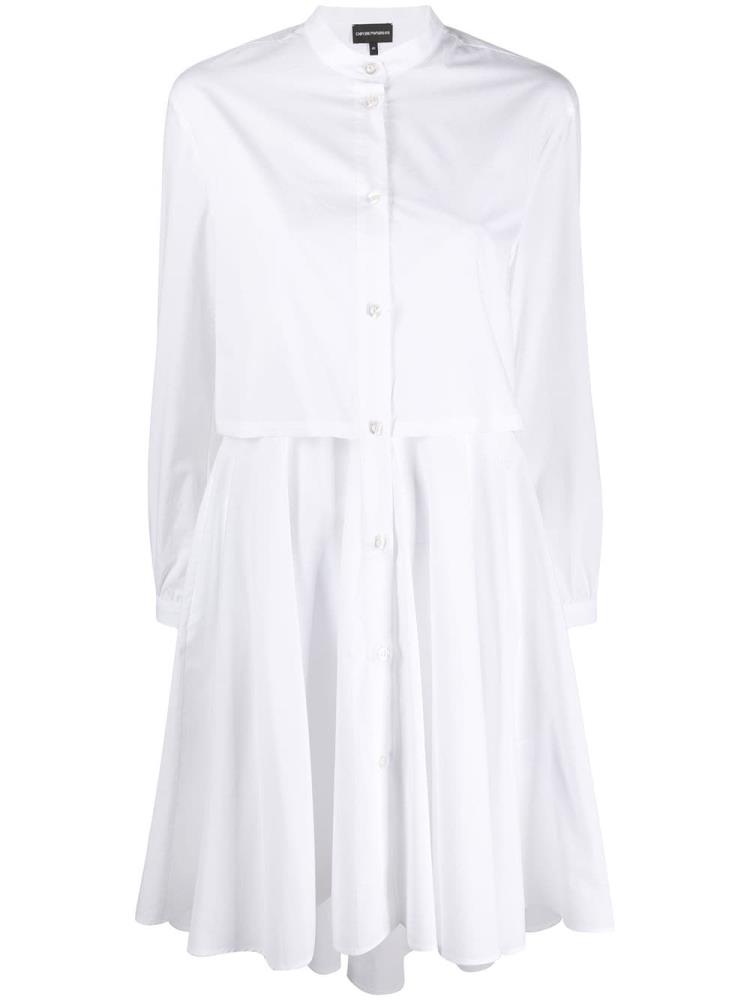 White Women\'s Armani Emporio Layered Shirt Dress Dress | 38CFLZ5