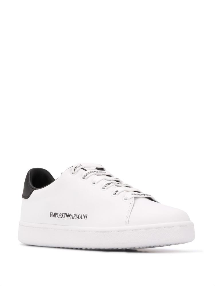 White Women's Armani Emporio Logo Stamp Low Top Sneakers | DI0O5SC