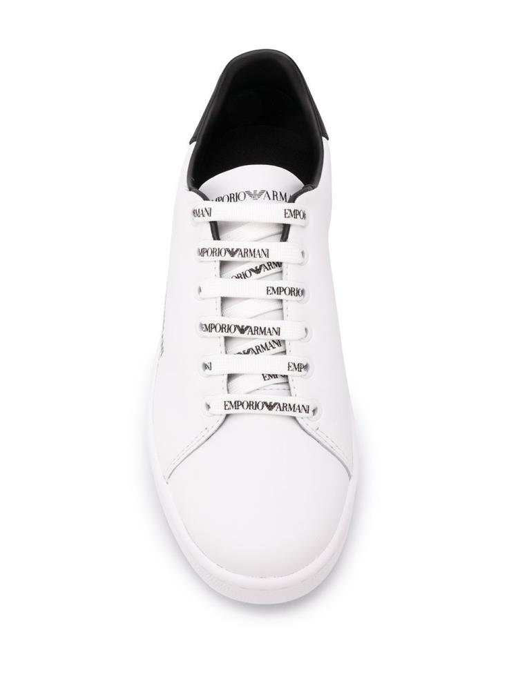 White Women's Armani Emporio Logo Stamp Low Top Sneakers | DI0O5SC