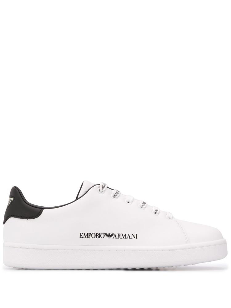 White Women\'s Armani Emporio Logo Stamp Low Top Sneakers | DI0O5SC