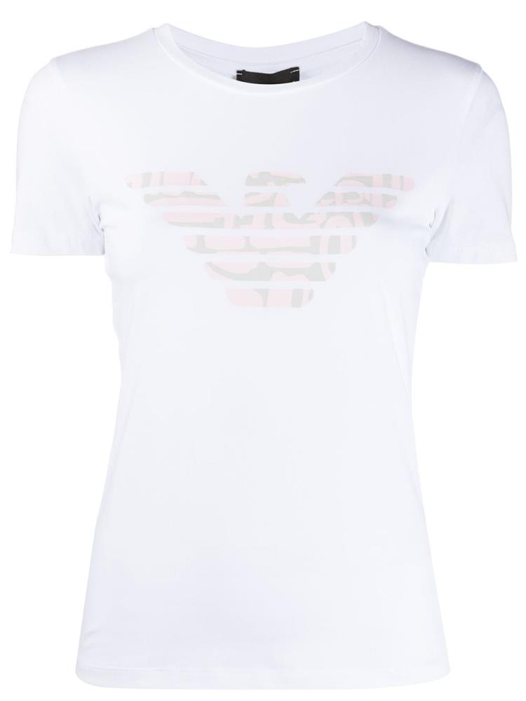 White Women\'s Armani Emporio Logo Print T Shirts | EB0K854