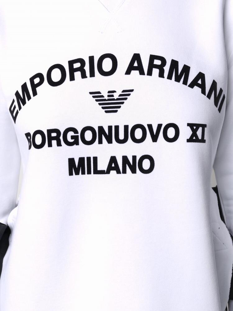 White Women's Armani Emporio Logo Print Side Tie Sweatshirts | LNZD4VQ