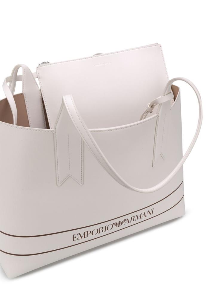 White Women's Armani Emporio Logo Print Tote Bags | SE92LSN