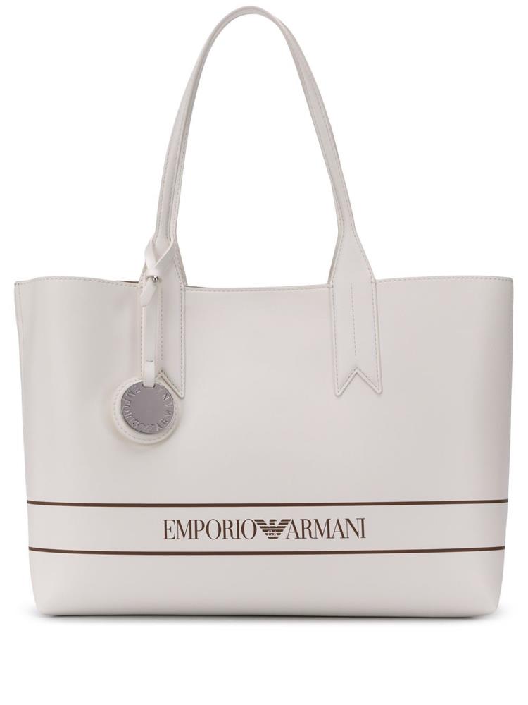 White Women\'s Armani Emporio Logo Print Tote Bags | SE92LSN