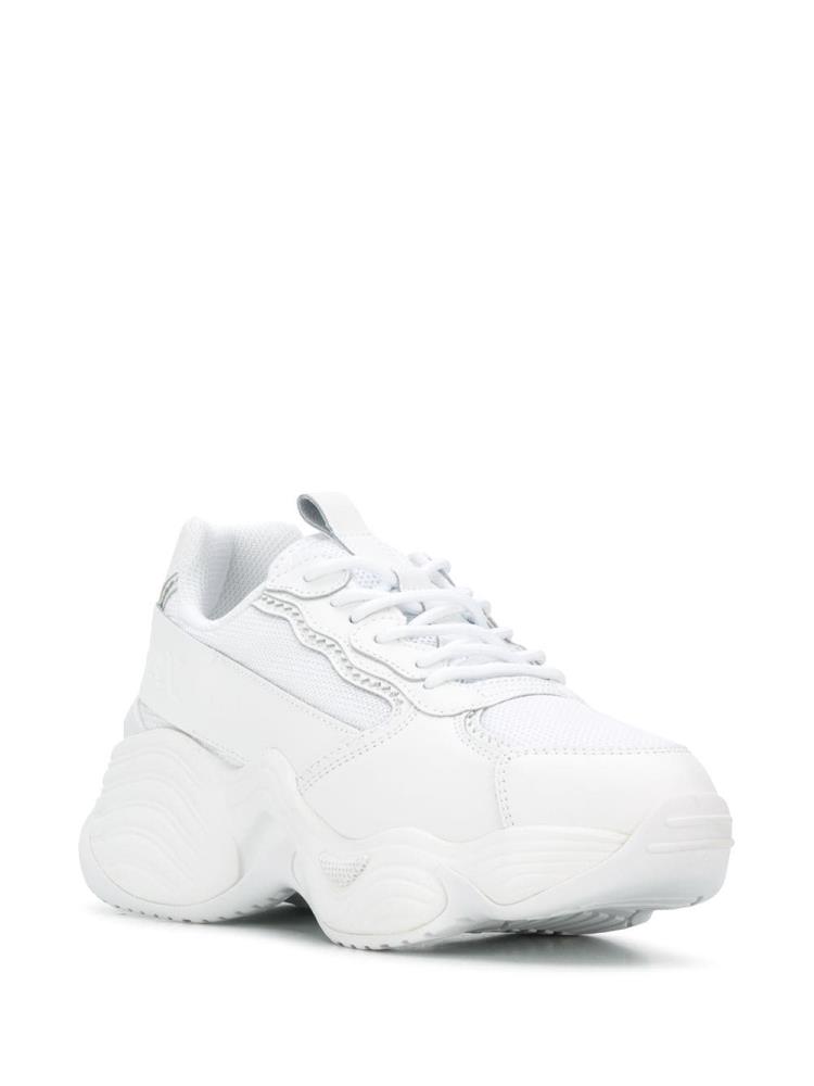 White Women's Armani Emporio Mesh Insert Chunky Sneakers | GV45XFP