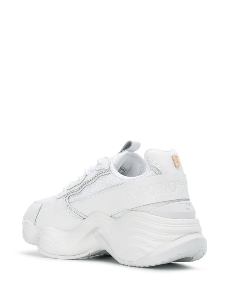 White Women's Armani Emporio Mesh Insert Chunky Sneakers | GV45XFP