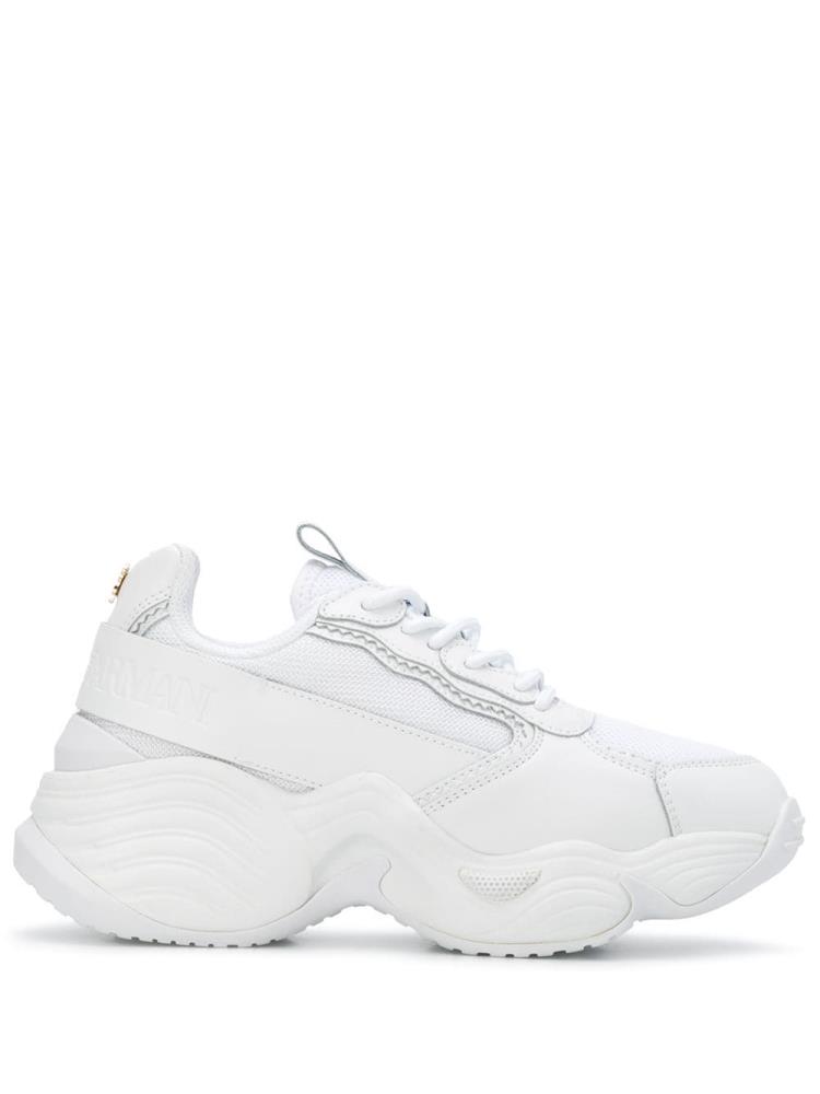 White Women\'s Armani Emporio Mesh Insert Chunky Sneakers | GV45XFP