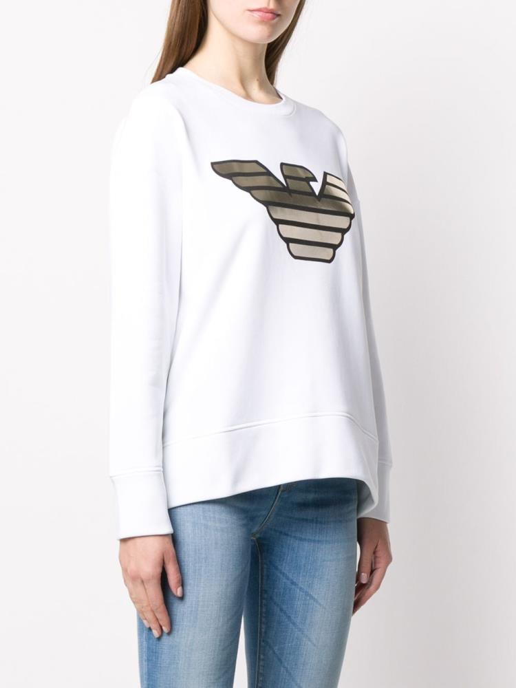 White Women's Armani Emporio Metallic Logo Sweatshirts | WYXOP4S