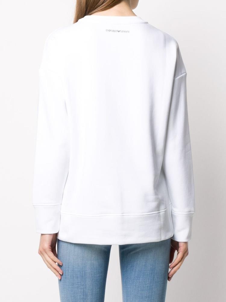 White Women's Armani Emporio Metallic Logo Sweatshirts | WYXOP4S