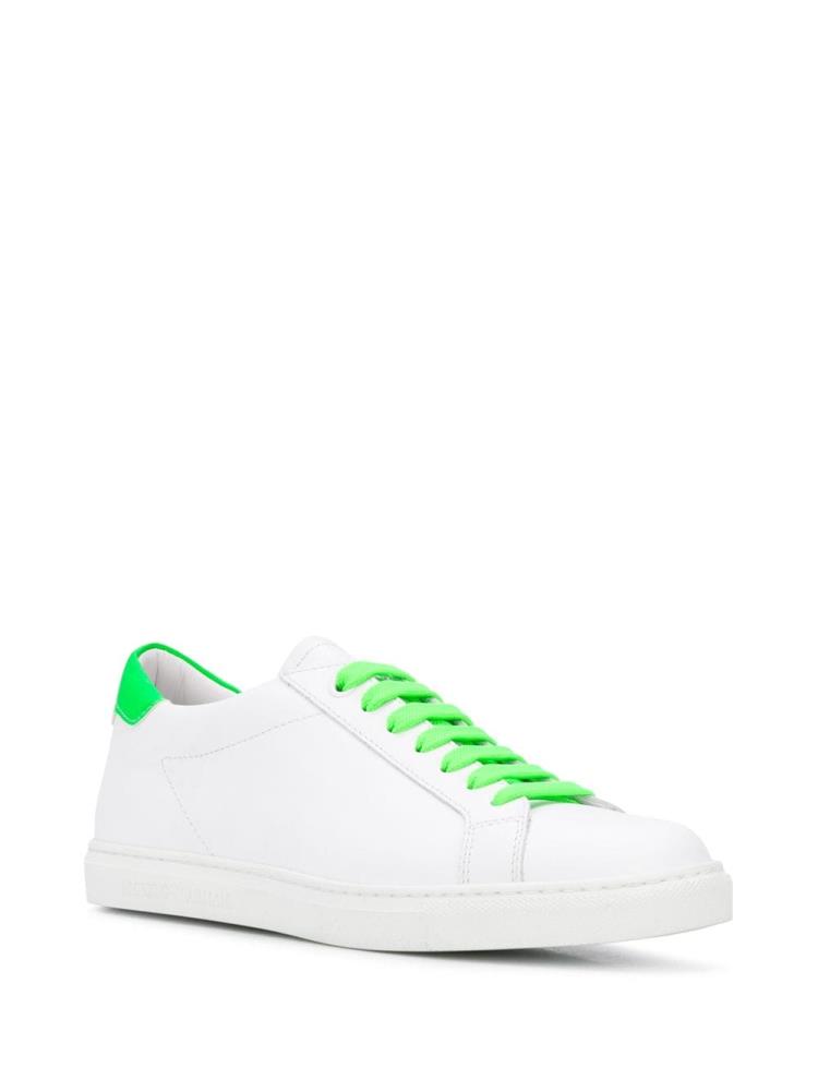 White Women's Armani Emporio Neon Detail Low Top Sneakers | GDDR4V5