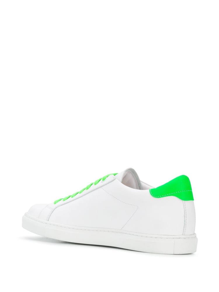 White Women's Armani Emporio Neon Detail Low Top Sneakers | GDDR4V5