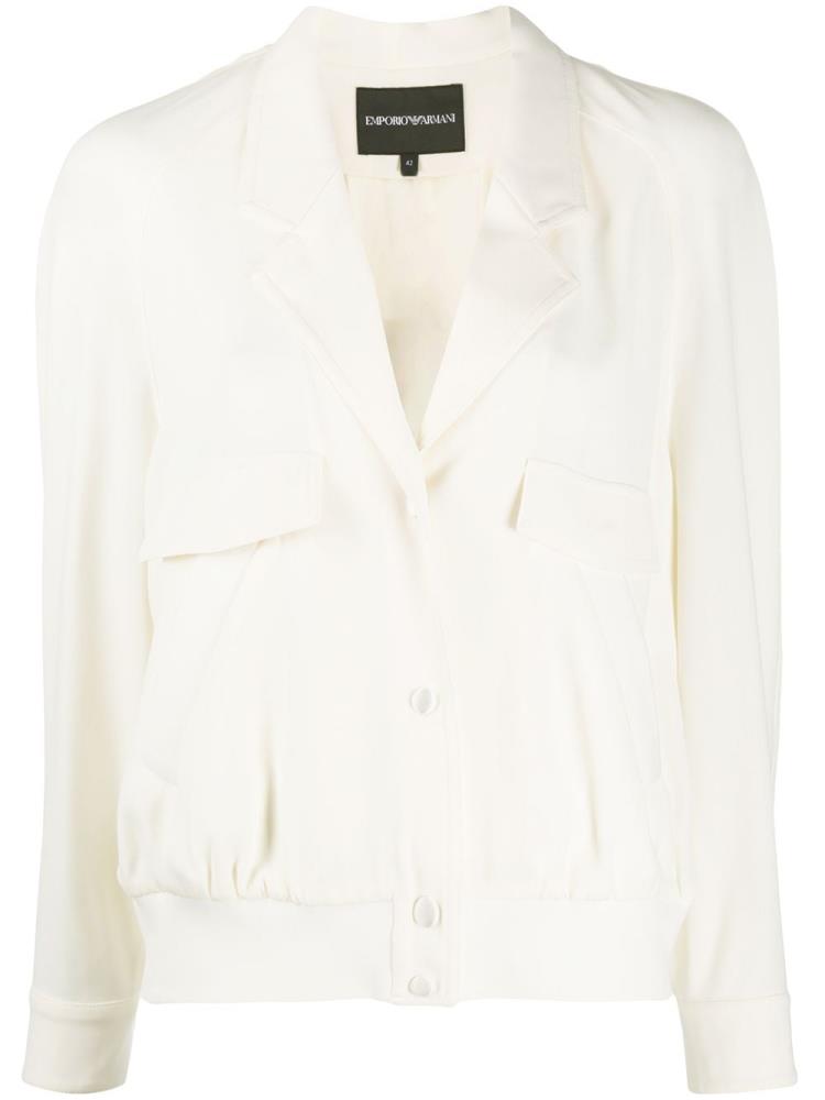 White Women\'s Armani Emporio Relaxed Fit Blazers | TJ40ZMW