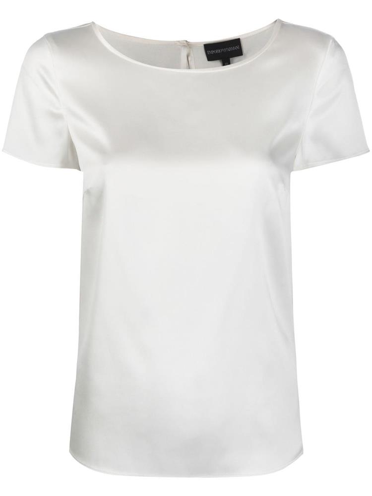 White Women\'s Armani Emporio Short Sleeve Blouse | U9W5VDQ