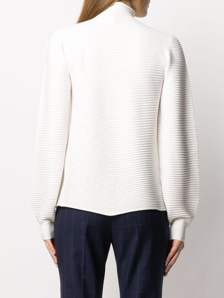 White Women's Armani Emporio Striped Turtleneck Jumpers | L0FE0GQ