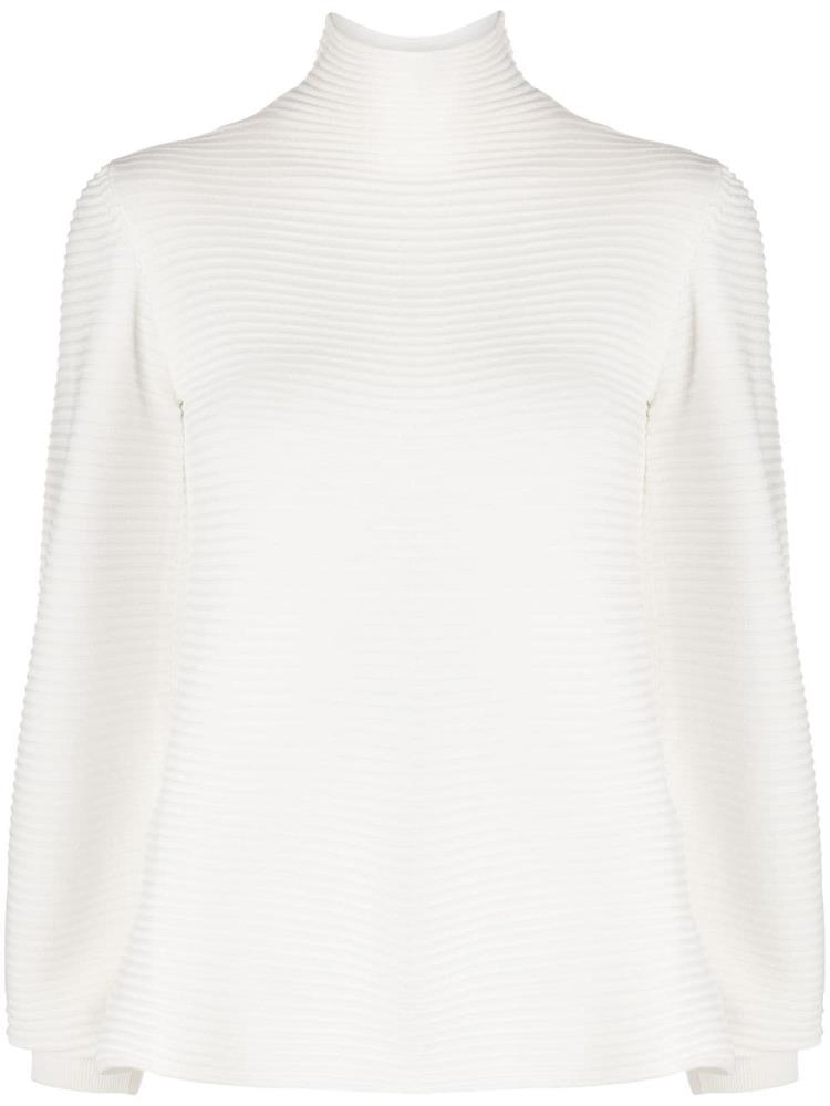 White Women\'s Armani Emporio Striped Turtleneck Jumpers | L0FE0GQ