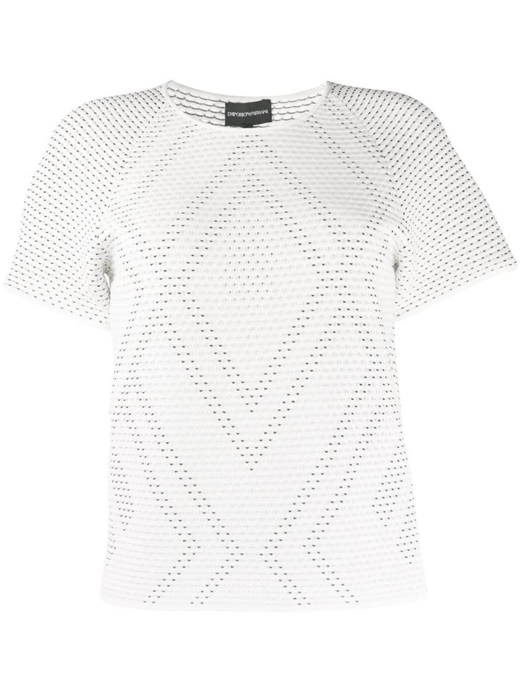 White Women\'s Armani Emporio Woven Detail T Shirts | UP52J2P