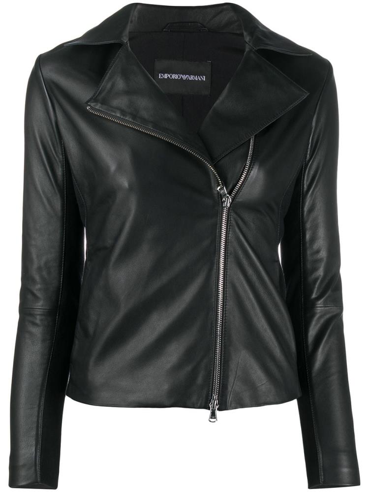 White Women\'s Armani Emporio Zipped Biker Jacket Jackets | 74MCODK