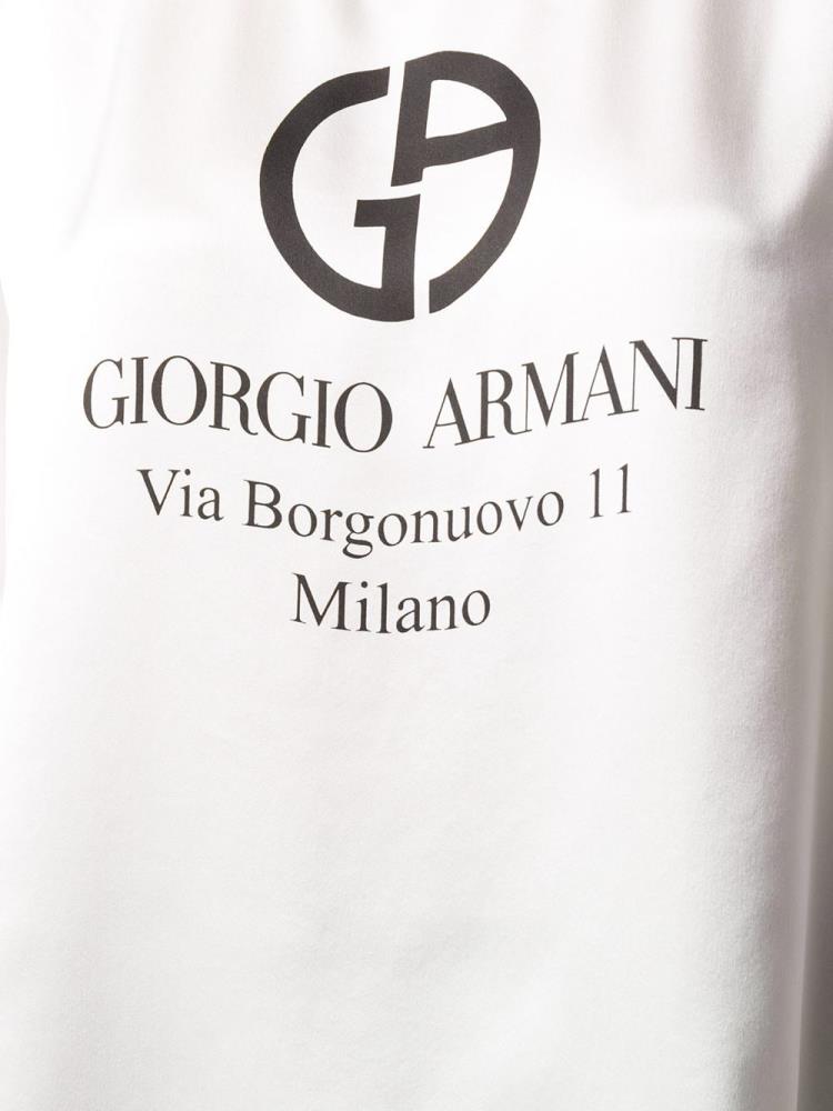 White Women's Giorgio Armani Address Print Silk Tops | Z7I6X0C