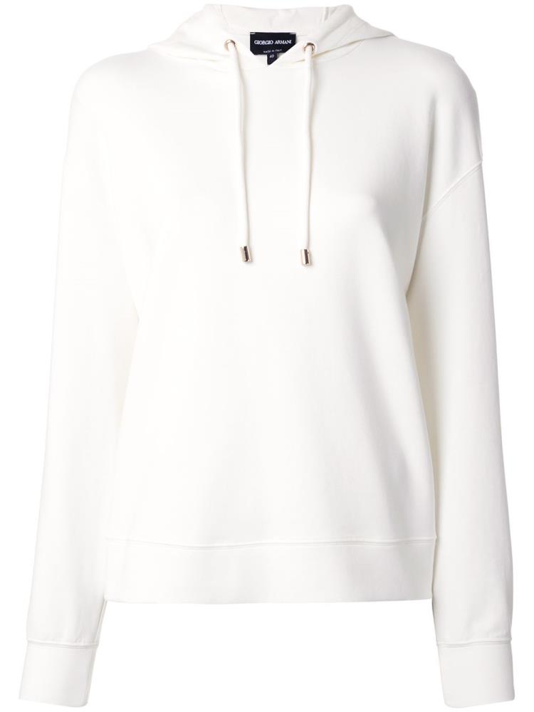 White Women\'s Giorgio Armani Drop Shoulder Hoodie | ZWL392A