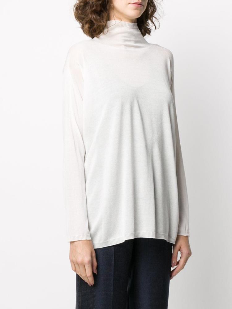 White Women's Giorgio Armani Funnel Neck Long Sleeve Jumpers | CCE80WR