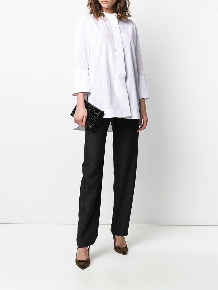 White Women's Giorgio Armani Oversized Cropped Sleeve Shirts | D3ORE28