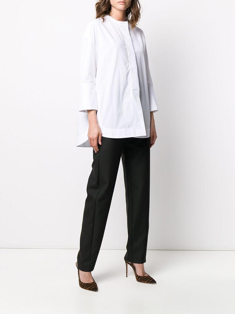 White Women's Giorgio Armani Oversized Cropped Sleeve Shirts | D3ORE28