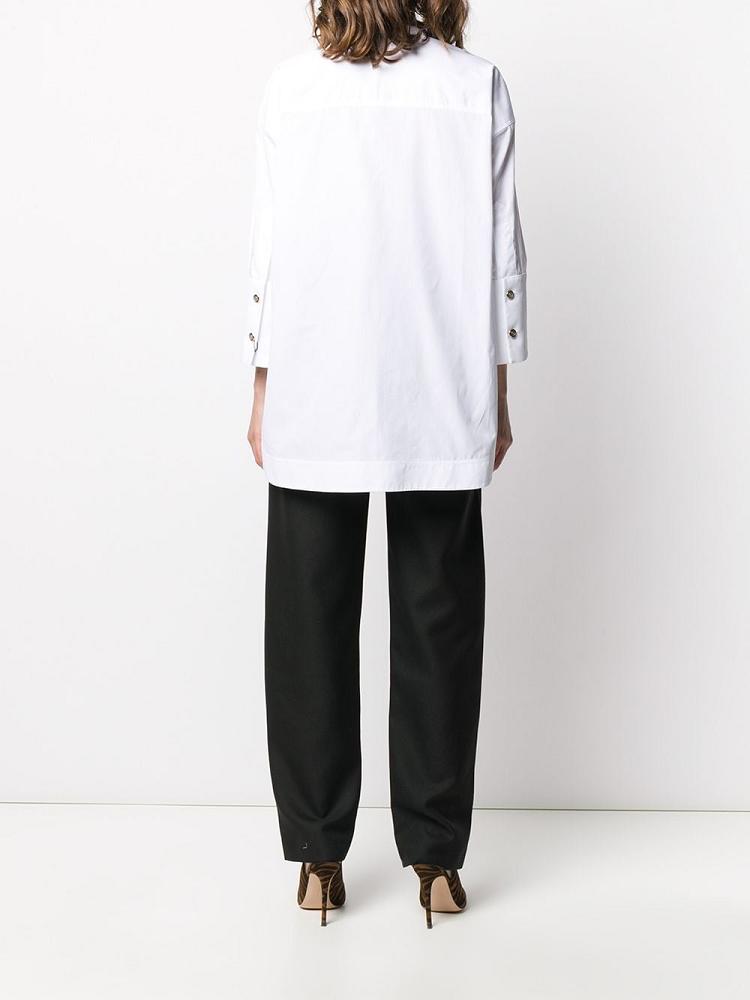 White Women's Giorgio Armani Oversized Cropped Sleeve Shirts | D3ORE28