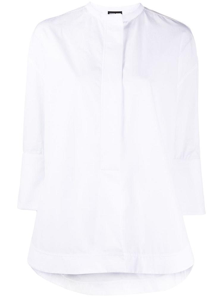 White Women\'s Giorgio Armani Oversized Cropped Sleeve Shirts | D3ORE28