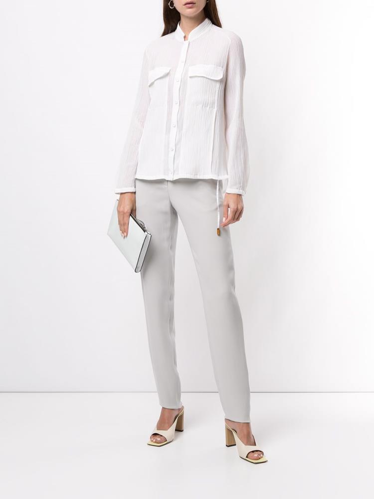 White Women's Giorgio Armani Sheer Pocket Shirts | IISY539