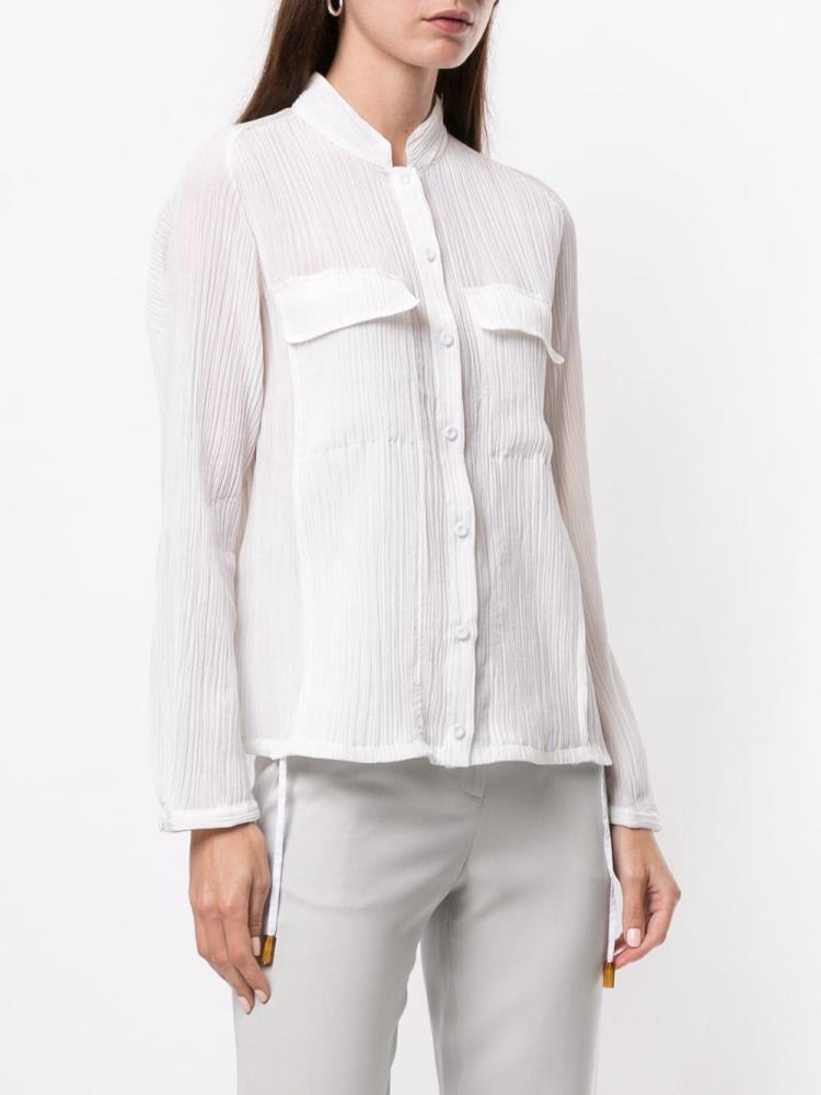 White Women's Giorgio Armani Sheer Pocket Shirts | IISY539