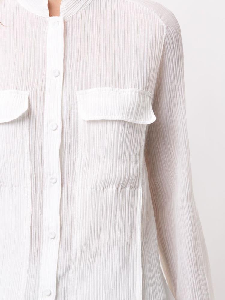 White Women's Giorgio Armani Sheer Pocket Shirts | IISY539