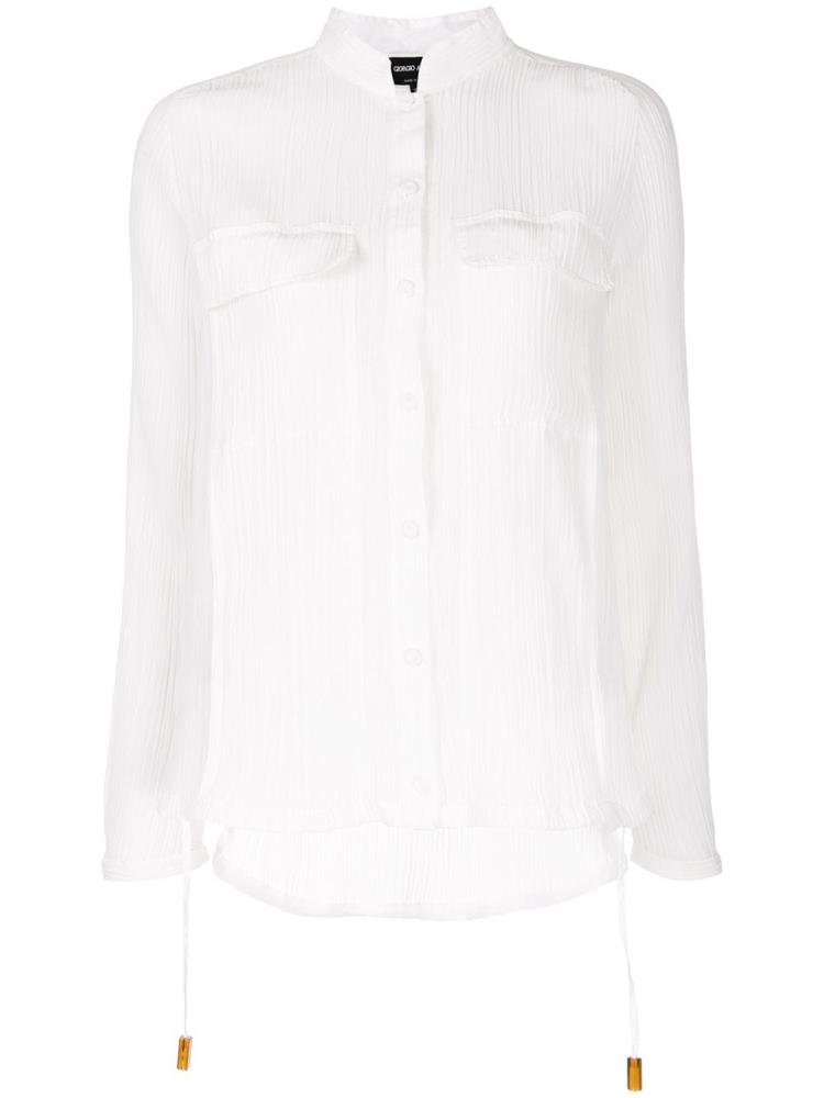 White Women\'s Giorgio Armani Sheer Pocket Shirts | IISY539