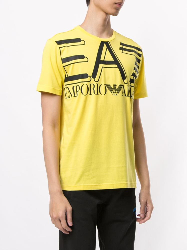 Yellow Men's Ea7 Emporio Armani Logo Print Crew Neck T Shirts | CD6ZQ36