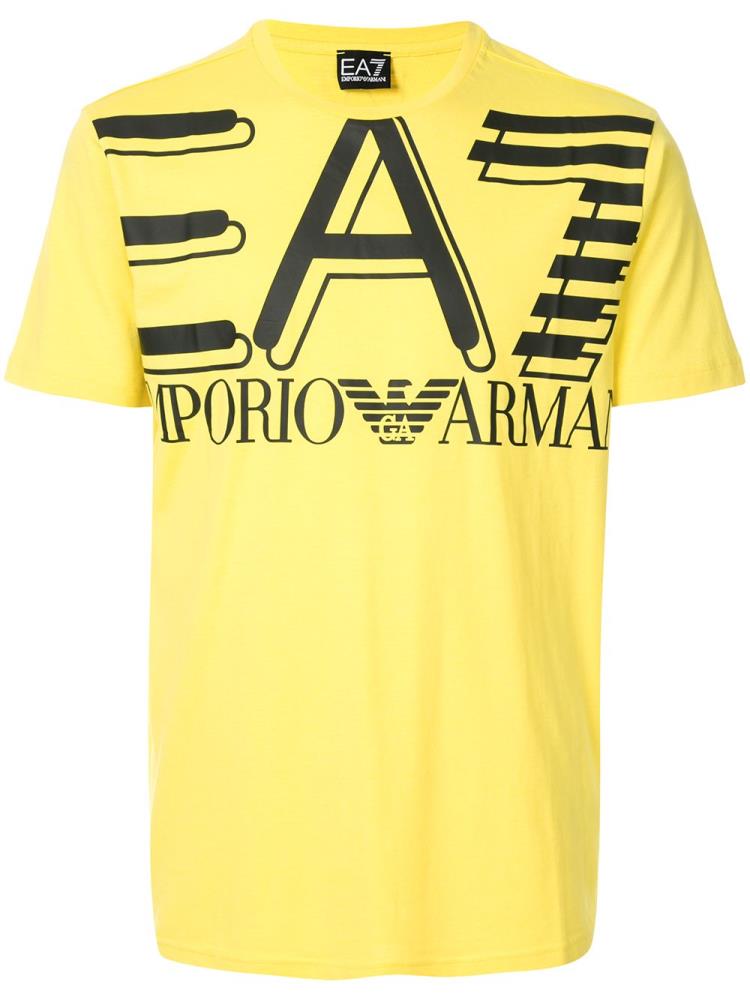 Yellow Men\'s Ea7 Emporio Armani Logo Print Crew Neck T Shirts | CD6ZQ36