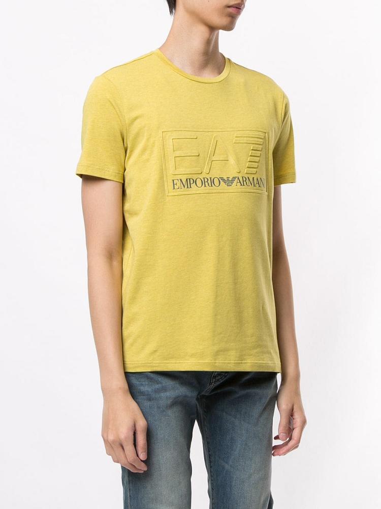 Yellow Men's Ea7 Emporio Armani Logo Print T Shirts | EQARLW7