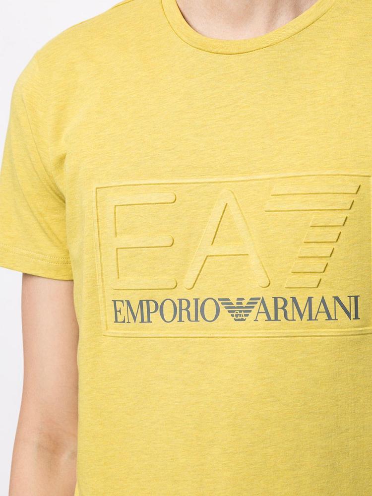 Yellow Men's Ea7 Emporio Armani Logo Print T Shirts | EQARLW7