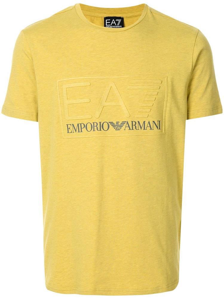 Yellow Men\'s Ea7 Emporio Armani Logo Print T Shirts | EQARLW7